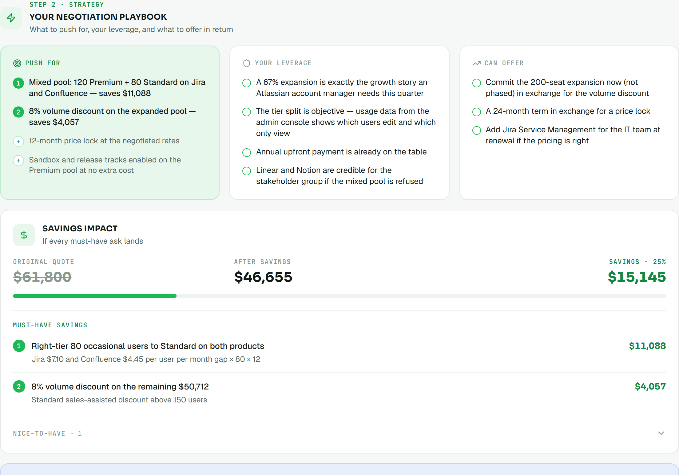 Screenshot — deal page, playbook section